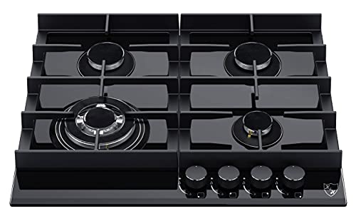 K&H 4 Zonen Glas Gaskochfeld 60cm Wok Brenner Erdgas Autark Eigebaut 4Z-MKG von K&H