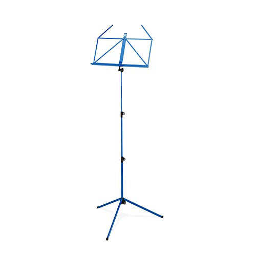 K&M 100/1 Notenpult Blau – Ausziehbarer Notenständer 62,5 - 124 cm - klappbare Notenablage, faltbares Metall-Stativ von K&M