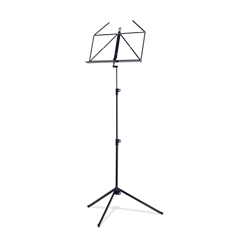 K&M 100/1 Notenpult Schwarz – Ausziehbarer Notenständer 62,5 - 124 cm - klappbare Notenablage, faltbares Metall-Stativ von K&M