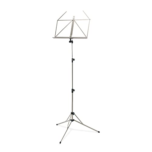 K&M 100/5 Notenpult Nickelfarbig – Ausziehbarer Notenständer 50-130 cm - klappbare Notenablage, faltbares Metall-Stativ von K&M