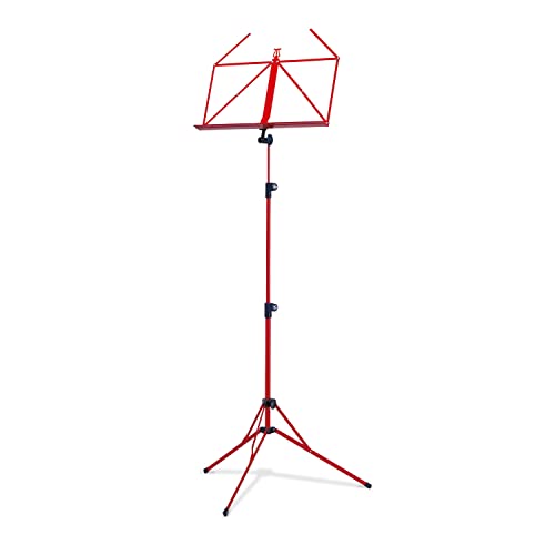 K&M 100/5 Notenpult Rot – Ausziehbarer Notenständer 50 - 130 cm - klappbare Notenablage, faltbares Metall-Stativ von K&M