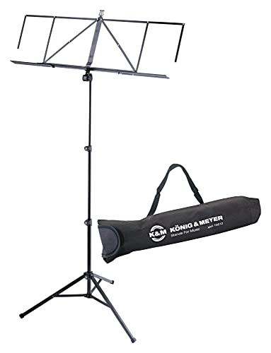 K&M 10062 Music Stand Robby Plus Set (ausziehbarer Notenständer mit Tragetasche) Schwarz von K&M