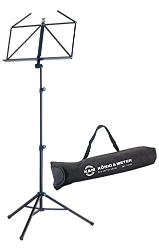 K&M 10065 Notenständer Set (ausziehbarer Notenständer mit Tragetasche) Schwarz von K&M