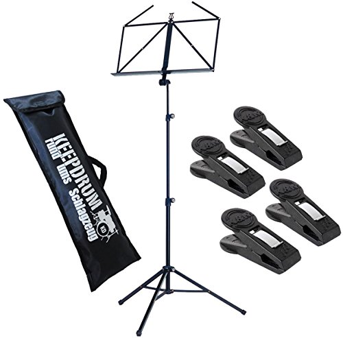 K&M 10065 Black Notenständer Schwarz + 4 Stück 16060 Notenklammer + keepdrum Tasche K&M 10065 Black Notenständer Schwarz + 4 Stück 16060 Notenklammer + keepdrum Tasche von K&M