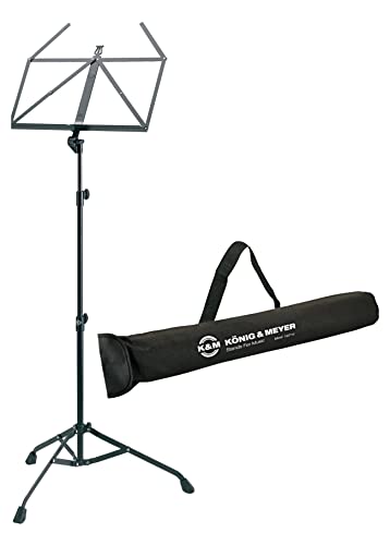 K&M 107 Notenständer Starline Set (ausziehbarer Notenständer mit Tragetasche) Schwarz von K&M