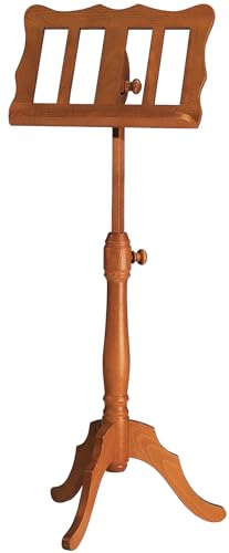 K&M 117 Holz-Notenpult – Solides Buchenholz Kirschbaumfarbig – 96 bis 132 cm ausziehbarer XXL-Notenständer im Barockstil von K&M