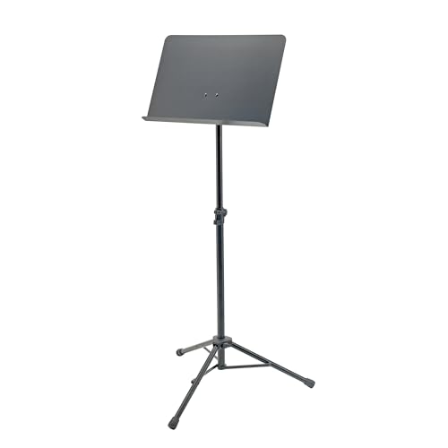 K&M 11960 Orchesternotenpult Schwarz – Notenständer von 74 - 127 cm ausziehbar – Stahl-Notenplatte mit Schnellverschluss von K&M