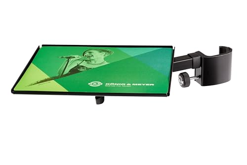 K&M 12152 Mausablage Schwarz aus Stahl - nachrüstbare Auflage mit Mousepad - klappbar - ideal für Präsentationen von K&M