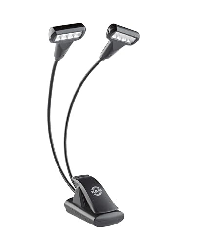 K&M 12273 Notenpultleuchte Double4 LED T-Model Flexlight Schwarz – Befestigung per Clip – 3000 Kelvin, 64 Lumen von K&M