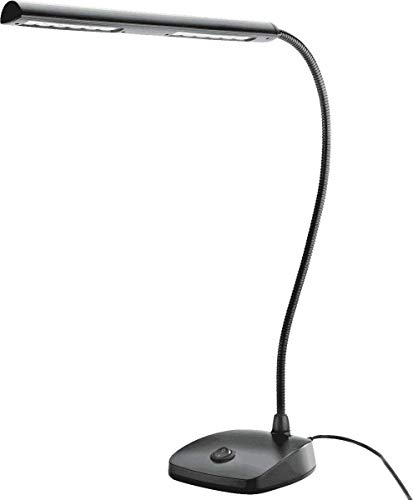K&M 12296 Pianoleuchte Schwarz – 29,6 cm Lampenschirm mit Schwanenhals – 12 LEDs mit 2500 Lux Helligkeit, 3 m Kabel von K&M