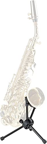 K&M 14355 Saxophonständer Saxxy Schwarz Aluminium – kompakte XXS-Größe – 18,8 cm Höhe – Transport im Schallbecher möglich von K&M