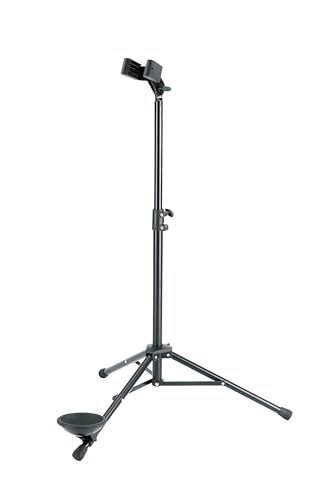 K&M 150/1 Fagottständer Schwarz Stahl - variable Breite - große Auflageschale - Höhe bis 120cm flexibel verstellbar von K&M