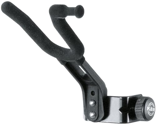 K&M 15580 Violinen-Halter Schwarz - flexible Klemmvorrichtung mit Bogenhalter, Filzbezug - für Geige und Bratsche von K&M