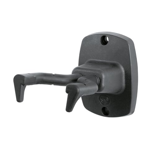 K&M 16240 Gitarren-Wandhalter Schwarz - patentiertes Einhängesystem mit Zapfen, Gummipolstern - für asymetrische Kopfplatten K&M 16240 Gitarren-Wandhalter Schwarz - patentiertes Einhängesystem mit Zapfen, Gummipolstern - für asymetrische Kopfplatten von K&M