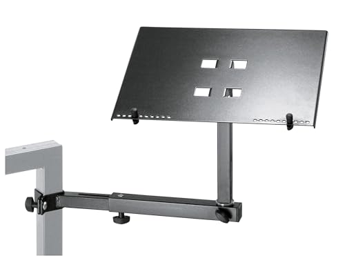 K&M 18815 Laptop-Halter für Omega Keyboardtisch - Aluminium, Stahl - variabler Schwenkarm, einfache Montage am Standbein von K&M