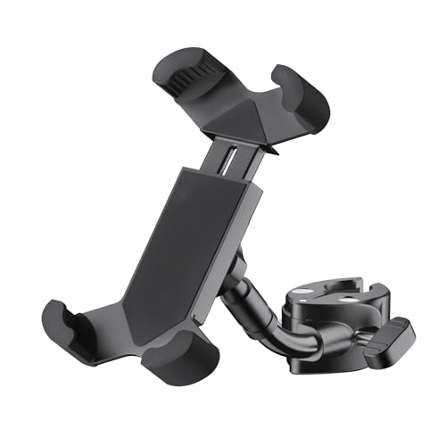 K&M 19755 Smartphone-Halter Schwarz, Kunststoff - 360° Drehung, flexible Klemmbacken für 5,5-8,5 cm - mit Quick Release von K&M