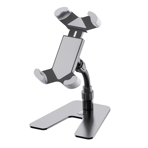 Konig & Meyer K&M 19756 Smartphone-Tischstativ Schwarz, Stahl - 360° Drehung, Flexible Klemmbacken - für 55-85 mm - mit Quick Release von K&M