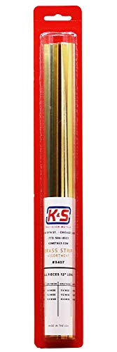 K&S Precision Metals 3407 Messingstreifen, 0,016 / .025 / .032 / .064, dick, Inhalt: 1/4, 1/2, 3/4 breit, 12 Stück pro Packung, hergestellt in den USA von K&S
