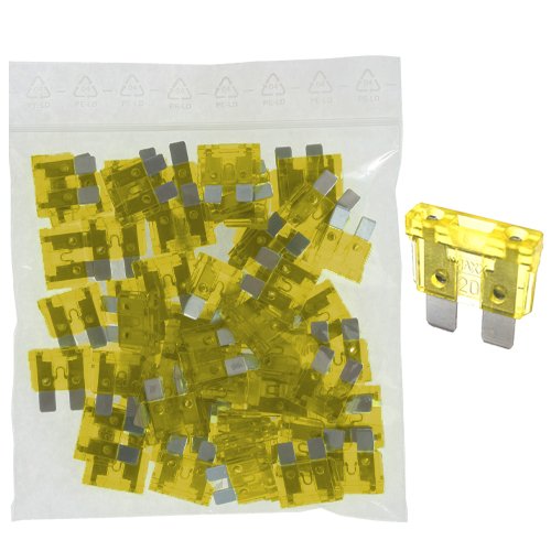 50 x Flachstecksicherung - Sicherung 20A / 32V / gelb von K24-Flachstecksicherung normal