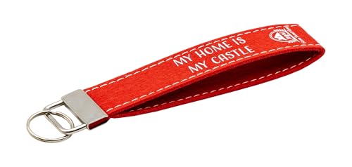 K3T Schlüsselanhänger "MY HOME IS MY CASTLE" mit Metallring und roter Filzschlaufe, Abmessung 15,5 x 3 cm von K3T