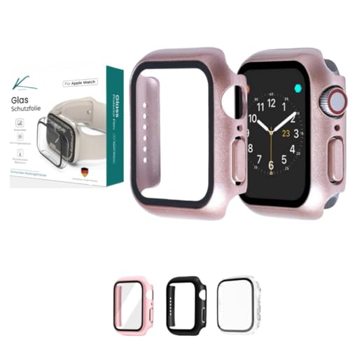 KAAOH 2 Stück Kratzfestes Schutzhülle für Apple Watch Series 7/8/9 Rundum Display Schutz, HD Glas Schutz Case (Pink 41 mm) von KAAOH