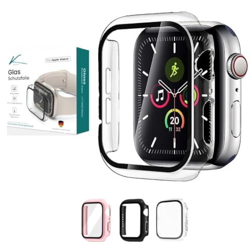 KAAOH 2 Stück Kratzfestes Schutzhülle für Apple Watch Series SE/6/7/8, Rundum Display Schutz, HD Glas Schutz Case (Transparent 44 mm) von KAAOH