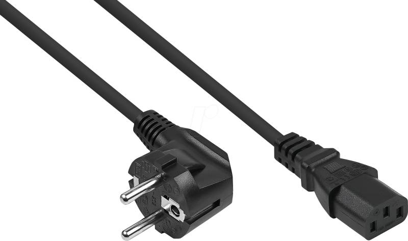 KM SK0130-S018 - Netzkabel Schutzkontakt-Stecker Typ E+F, Buchse C13, schwa, 1,8 von KABELMEISTER