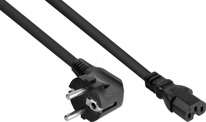 KM SK0150-S018 - Netzkabel Schutzkontakt-Stecker Typ E+F, Buchse C15, 1,8m von KABELMEISTER