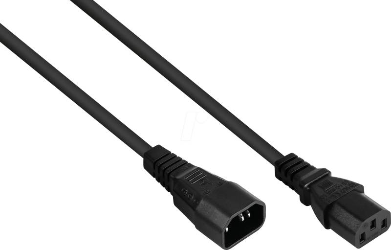 KM SK1430-S005 - Kaltgeräteverlängerung Stecker C14 an Buchse C13, schwarz, 0,5 m von KABELMEISTER