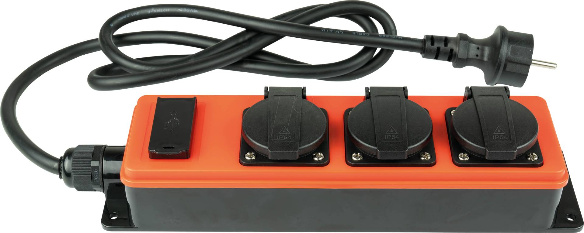 KM SL013-U015O - Steckdosenleiste, 3-Fach, 2x USB-A Buchse, 1,5m, Outdoor von KABELMEISTER