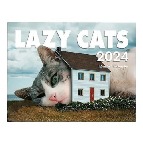 KACPLY Kalender 2024 Lazy Kitty Kalender 2024 Lazy Kitty Wandkalender Fun Kitty Geschenk Januar 2024 ab Dezember 28,9 x 21,6 cm von KACPLY