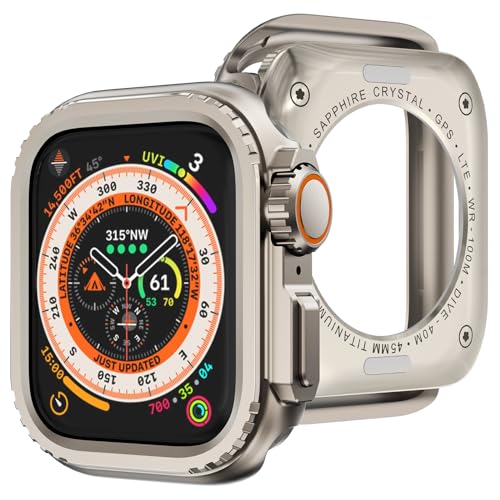 KADES 3-in-1-Metallgehäuse, kompatibel mit Apple Watch Serie 9/8/7/6/5/4/SE, 45 mm/44 mm, robuster Stoßstangenschutz, verwandelt sich in ein Ultra 2/1-Upgrade mit Uhrenkrone und Uhrenrückabdeckung von KADES