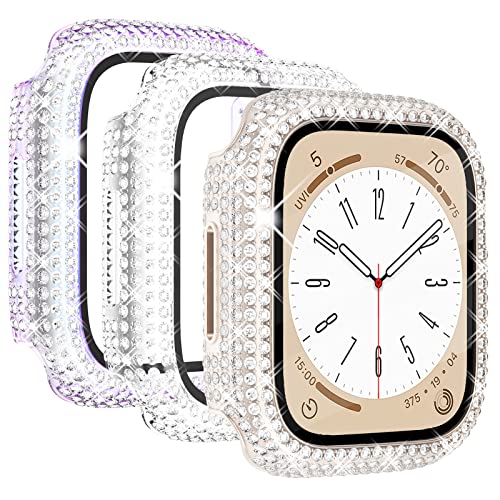 KADES 3er-Pack kompatibel für Apple Watch Displayschutzfolie 40mm SE Series 6 5 4, Bling Uhrengehäuse mit integrierter Displayschutzfolie für iWatch 40mm SE Series 6 5 4,Starlight/Schillernd/Klar von KADES