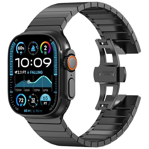 KADES 49mm 46mm 45mm 44mm 42mm(Series 3) für Apple Watch ultra 2 Armband,24mm verbreitertes Design Metall armband Ersatzarmband für Apple Watch Ultra 2/Ultra,Series 10/9/8/7/6/5/4/3/2/1,Schwarz von KADES