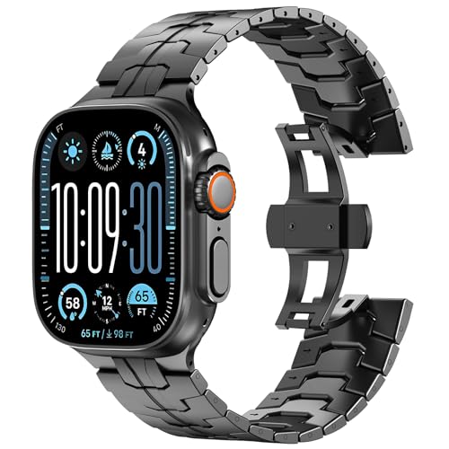 KADES 49mm 46mm 45mm 44mm 42mm(Series 3) für Apple Watch ultra 2 Armband,24mm verbreitertes Design Titan Metall Glieder armband für Appl Watch Ultra 2/Ultra,Series 10/9/8/7/6/5/4/3/2/1,Schwarz von KADES