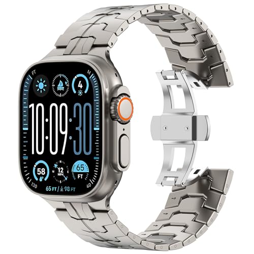 KADES 49mm 46mm 45mm 44mm 42mm(Series 3) für Apple Watch ultra 2 Armband,24mm verbreitertes Design Titan Metall Glieder armband für Appl Watch Ultra 2/Ultra,Series 10/9/8/7/6/5/4/3/2/1,Titan von KADES