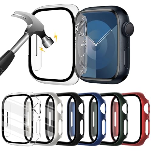 KADES 6er Pack Hard PC Schutzhülle für Apple Watch SE(2023) Series 6 Series 5 4 40mm,iWatch Hülle Mit Glas Displayschutz,schutzfolie gehärtetem Glas Gesamtblasenfreie Abdeckung für iWatch-Zubehör von KADES