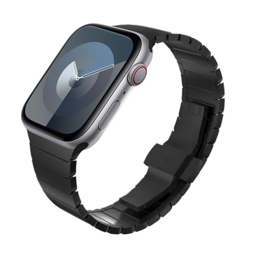 KADES Kompatibel mit Apple Watch Armband 41mm 40mm 38mm Series 9 8 7 SE Series 6 5 4 3 2 1, Herren Damen Solides Edelstahl Gliederarmband Ersatzarmband für iWatch Armband 41mm 40mm 38mm, Schwarz von KADES