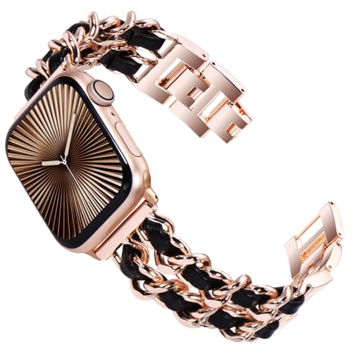 KADES Kompatibel mit Apple Watch Armband,Damen Modern Gliederarmband Ersatzarmband für Apple watch se Armband,series 10 46mm,series 9/8/7 45mm,series 6/5/4 44mm,Series 3/2/1 42mm,Roségold/Schwarz KADES Kompatibel mit Apple Watch Armband,Damen Modern Gliederarmband Ersatzarmband für Apple watch se Armband,series 10 46mm,series 9/8/7 45mm,series 6/5/4 44mm,Series 3/2/1 42mm,Roségold/Schwarz von KADES