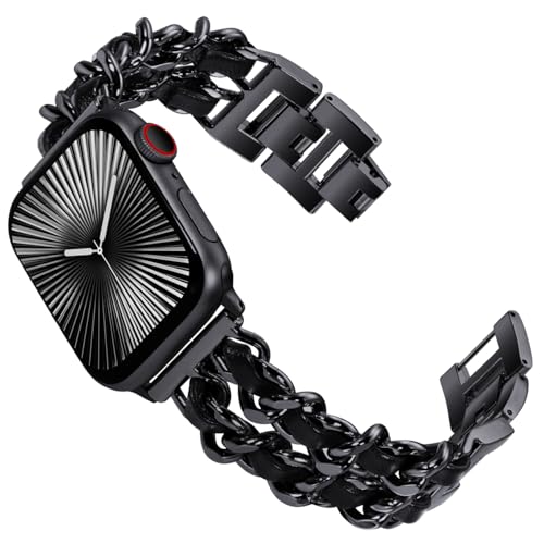 KADES Edelstahl Armband für Apple Watch Armband,Damen Modern Gliederarmband Ersatzarmband für Apple watch se Armband,series 10 46mm,series 9/8/7 45mm,series 6/5/4 44mm,Series 3 42mm,Schwarz/Schwarz KADES Edelstahl Armband für Apple Watch Armband,Damen Modern Gliederarmband Ersatzarmband für Apple watch se Armband,series 10 46mm,series 9/8/7 45mm,series 6/5/4 44mm,Series 3 42mm,Schwarz/Schwarz von KADES