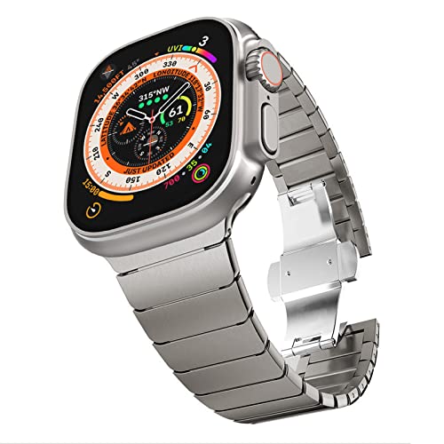 KADES Kompatibel mit Apple Watch Armband Ultra 2 49mm 45mm 44mm 42mm,Herren Solides Edelstahl Gliederarmband für iWatch Armband 49mm 45mm 44mm 42mm Ultra 2/1 Series 9 8 7 SE Series 6 5 4 3 2 1,Titan von KADES