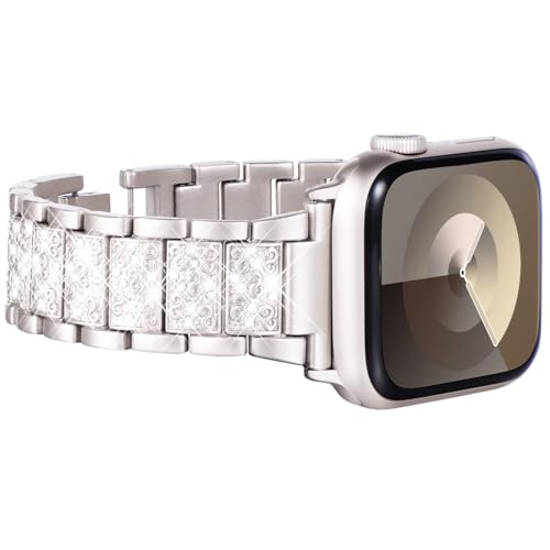 KADES kompatibel mit Apple Watch Armband 41mm 40mm 38mm,Damen-Bling-Diamant-Strassarmband für Apple Watch Armband SE(GEN 1 2 3) 40mm iWatch Armband Serie 9 8 7 6 5 4 3 2 1 41mm/40mm/38mm,Sternenlicht von KADES