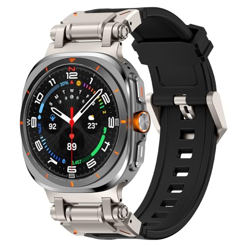 KADES kompatibel mit Samsung Galaxy Watch Ultra Armband, Damen Herren Sportarmband Silikon Ersatzarmband für Samsung Galaxy Watch Ultra 47mm, Titan/Schwarz KADES kompatibel mit Samsung Galaxy Watch Ultra Armband, Damen Herren Sportarmband Silikon Ersatzarmband für Samsung Galaxy Watch Ultra 47mm, Titan/Schwarz von KADES