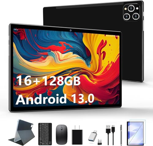 2024 Neueste 5G WLAN Android Tablet 10 Zoll,128GB ROM (1TB TF),Octa-Core,1080LCD,GPS | Google GMS-Zertifizierung| 13 MP | 2.0GHz | 7000 mAh |Tablet mit Tastatur Maus Stift, 2 Jahre Garantie-(Black) von KADYBE