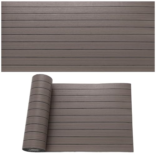 Selbstklebende Holzoptik Vinylboden, 2,8mm Verdickter PVC Bodenbelag, Vinyl-Fußböden Bodenfliesen Wasserfest, Langlebig Vielseitig Einsetzbar, 40x300cm (Dunkelbraun mit Streifen) von KAHCOP