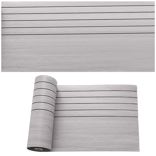 Selbstklebende Holzoptik Vinylboden, 2,8mm Verdickter PVC Bodenbelag, Vinyl-Fußböden Bodenfliesen Wasserfest, Langlebig Vielseitig Einsetzbar, 40x300cm (Grau mit Halbstreifen) von KAHCOP