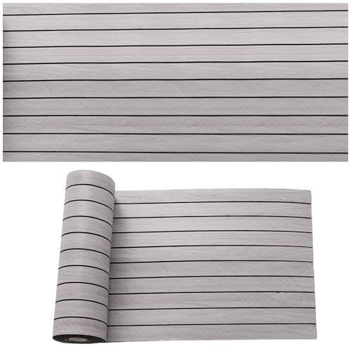Selbstklebende Holzoptik Vinylboden, 2,8mm Verdickter PVC Bodenbelag, Vinyl-Fußböden Bodenfliesen Wasserfest, Langlebig Vielseitig Einsetzbar, 40x300cm (Grau mit Streifen) von KAHCOP