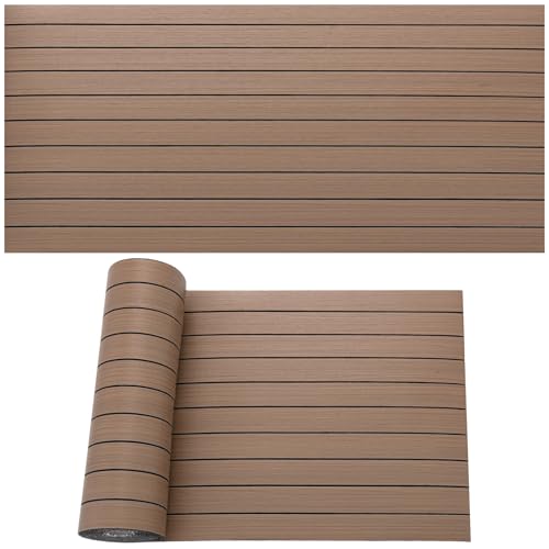 Selbstklebende Holzoptik Vinylboden, 2,8mm Verdickter PVC Bodenbelag, Vinyl-Fußböden Bodenfliesen Wasserfest, Langlebig Vielseitig Einsetzbar, 40x300cm (Hellbraun mit Streifen) von KAHCOP