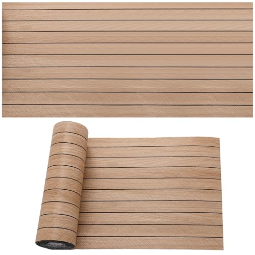 Selbstklebende Holzoptik Vinylboden, 2,8mm Verdickter PVC Bodenbelag, Vinyl-Fußböden Bodenfliesen Wasserfest, Langlebig Vielseitig Einsetzbar, 40x300cm (Holzmaserungsfarbe mit Streifen) von KAHCOP