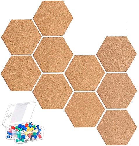 KAHEIGN 10Pcs Pinnwand Korkplatte Selbstklebende DIY, Korkwand Multifunktionale Anwendung für Fotohängen, Heimdekoration und Büro Memorandum - mit 40 Stücke bunten Pinnnadeln von KAHEIGN